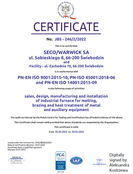 Manufacture of pressure vessels at the above location only